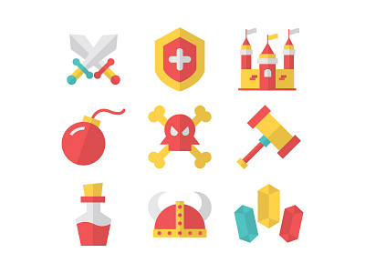 Kingdom Icon battle bomb danger game hammer helmet jewel kingdom palac potion sword viking