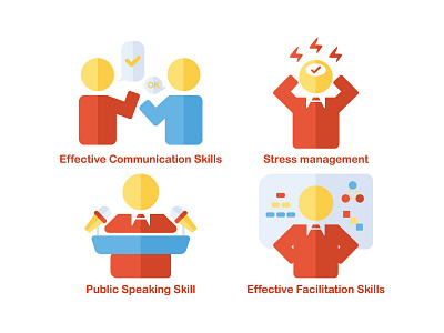 Personal Skill icon set communication facilitation public speaking skill stress management