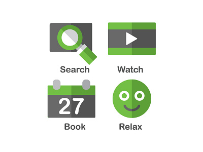 Website Flat Icon book relax search watch