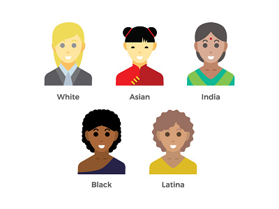 Women character african asian black blonde character chinese india latina women