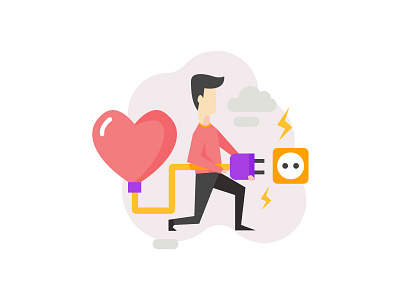 Heart charge illustration character charge flat heart illustration ui