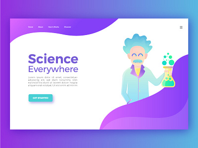 Landing page for science web character landing page profesor science scientist ui