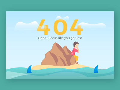 Lost 404 404 beach character error page island land lost sea shark ui