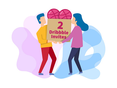 2 Dribbble Invites character invitation invite invites move