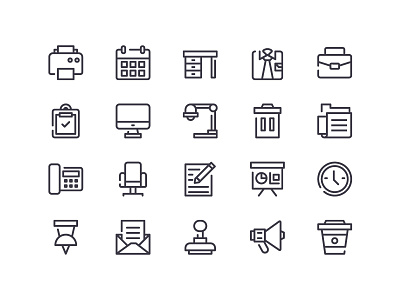 office outline set icon