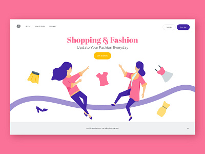 Shoping And Fashion Landing Page fashion illustration landing page modern pastel shopping women