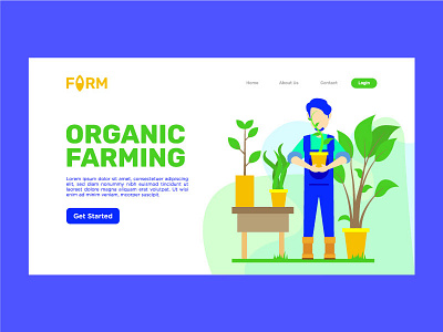 Organic Farming Landing Page UI character farming green illustration landing page ui
