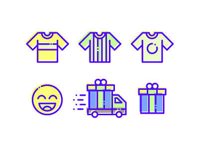 Ecommerce simple set icon deliver ecommerce icon packing satisfied send tshirt