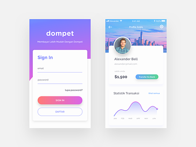 Dompet UI Exploration bright gradient mobile payment uiux wallet
