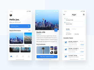 Flight Booking App for Traveller app booking clean flight iphone x minimalism mobile simple travel user interface