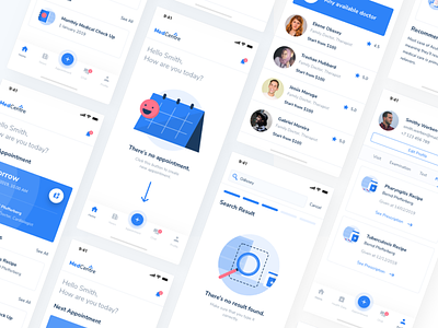 UI Design for Doctor Appointment Booking App appointment blue booking clean clinic doctor doctor appointment drug illustration medical app medical record minimalism prescription simple