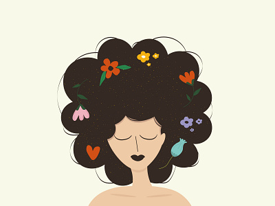 The dreamer adobe illustration beauty character close eyes cute design dreamer face flowers hair illustration illustrations vector vector art