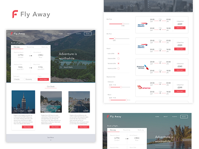Fly Away adventure app booking design flight fly holiday sketch ui ux web wireframes