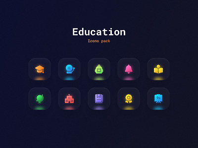 Icons Design. Education design education gradient graphic icons neon school