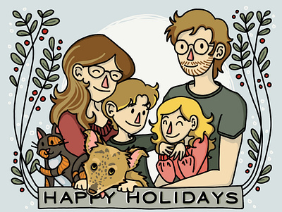 Family Portrait family portrait holiday card illustration procreate