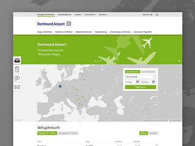 Dortmund Airport airport clean cms flight green responsive search site typo3 website