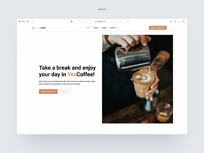 YesCoffee! Landing page (hero section) for Coffe shop