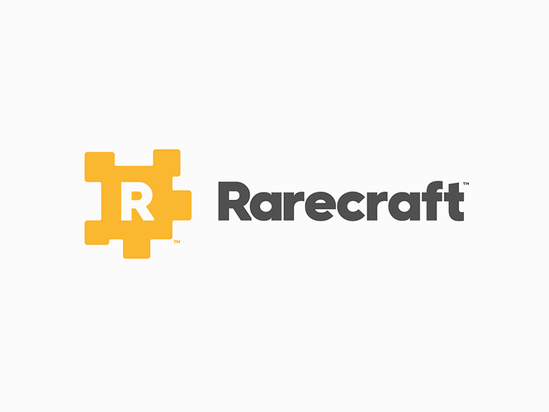 Rarecraft branding gaming logo minecraft typography video games