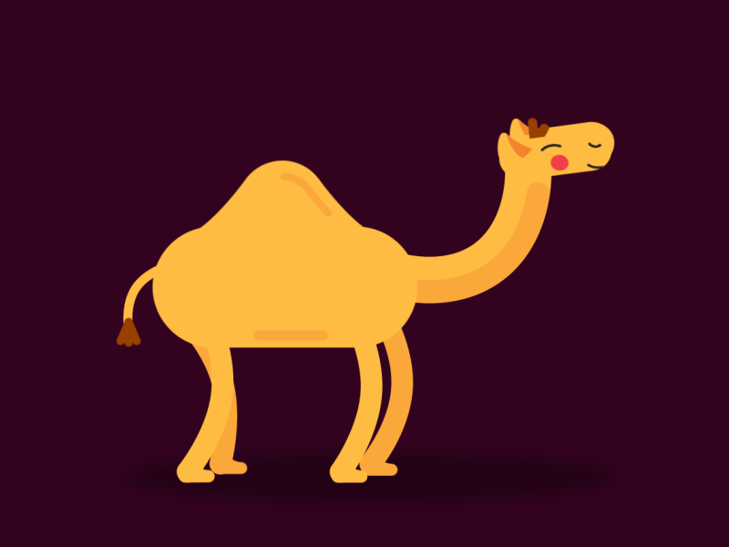 Alice the camel has one hump! camel character dancing flat design rubber hose