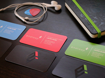 Endloop Business Cards (post-rebrand) business cards endloop gloss minimal spot