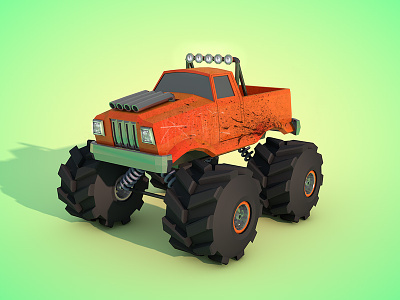 Simple Monster Truck 3d c4d low monster poly truck