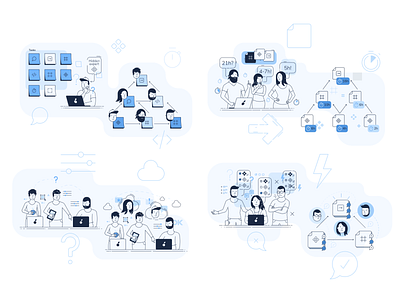 Product design illustrations clean collaboration flat icon illustration line minimal people product design simple