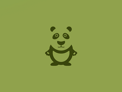 Panda animal asia bear design flat green icon jungle minimal panda simple vector