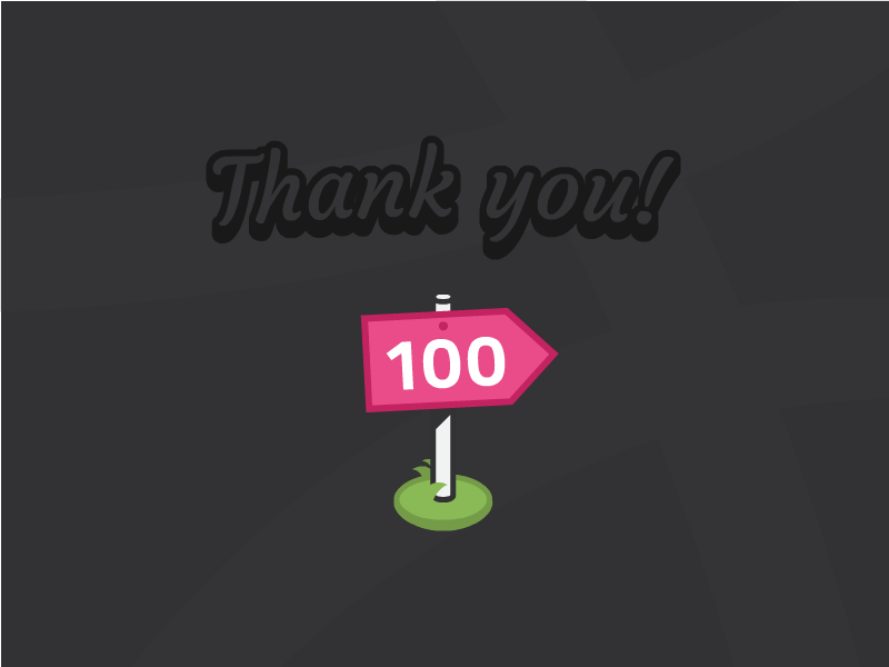 100 followers 100 animated design dribbble follower gif road sign vector