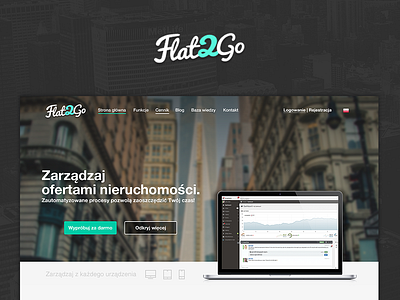 Flat2Go page application brand cover cta design green landing page logo property responsive web webdesign