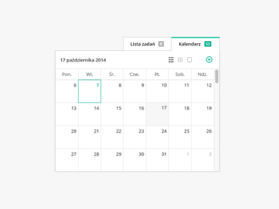 Calendar widget calendar clean dashboard gui interface simple ui web webdesign white widget