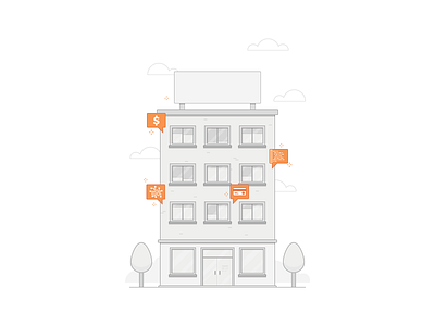 Office center architecture clean icon illustration line minimal pixel perfect vector web web design