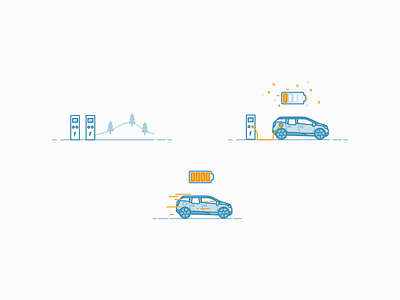 Electric charging station - icons car electric icon icons set illustration line line art power product simple vector