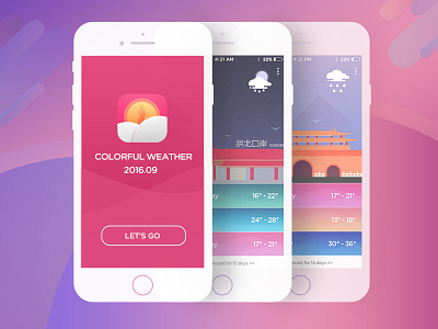 Colorful weather app ui