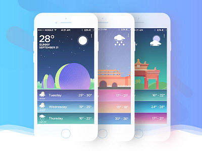 Colorful weather app ui