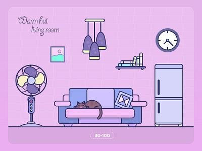 Warm hut - living room2 building icon illustrations room