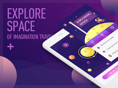 Explore space of imagination app illustrations space