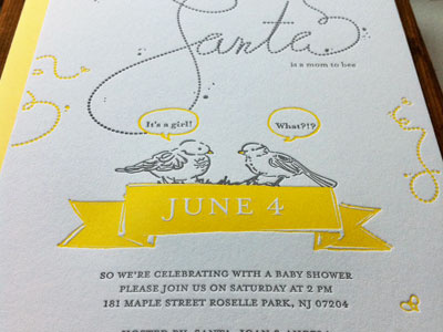 Birds and The Bees Shower Invite baby baby shower bees birds invitation invite letterpress yellow