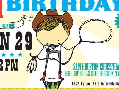 cowboy birthday blue circus cowboy green illustration ink lasso stars western