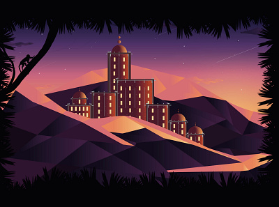 Castle in the Mountains illustration vector vector art