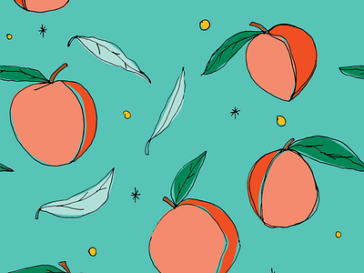 Peach for the Stars! color design drawing flat illustration graphic design hand drawn iconography illustration illustrator pattern pattern making peach peaches texture vector