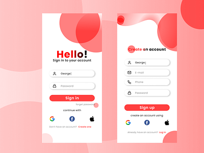 UI login and create account design by Emeka Daniel on Dribbble