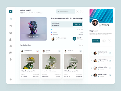 NFT marketplace dashboard concept UI design figma minimal product design ui user experience user interface ux