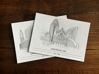 Cincinnati Letterpress art print buildings cincinnati cities illustrations letterpress line work