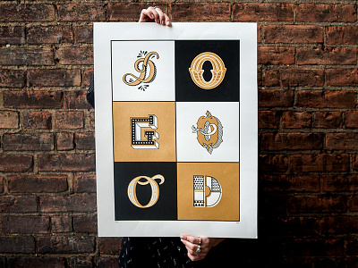 Do Good Screenprint black cincinnati gold poster screenprint typography white