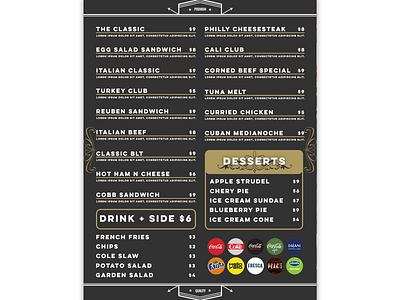 Sandwich Shop Mock Menu One Page design graphic design