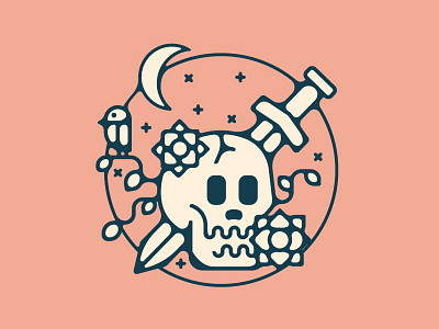 Skull Tee illustration moon skull sword tatto tee vector