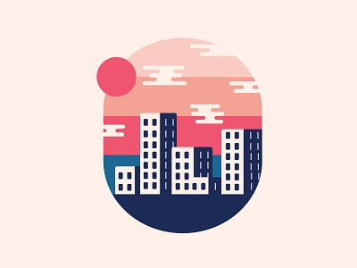 Cityscape city colour palette skyline sun sunset vector