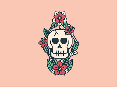 Flower skull dead flower halloween skull tattoo vector