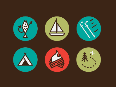 Outdoor Activity Icons campfire camping hiking trails icons sailing skiing skiing icon trail icon trails