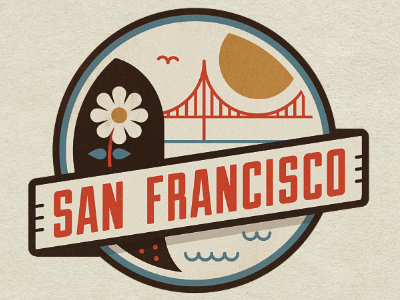 San Francisco badge city flat flower retro san francisco badge san francisco logo style